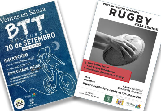 A ruta BTT nocturna e unha exhibición de rugby, últimos acontecementos deportivos do verán en San Sadurniño